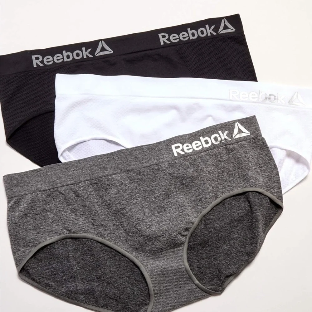 Reebok Seamless Hipster Underwear 5 Pk Black, Gray, White, Burgundy Pink Sm 4/6